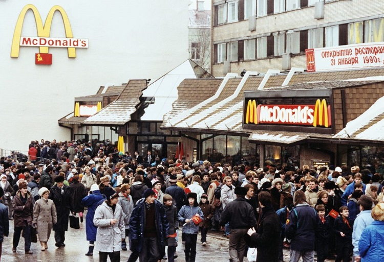 People Waiting in Line at McDonald's