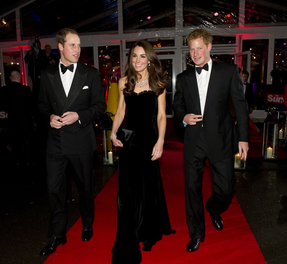 The Sun Military Awards 2011. Pic Arthur Edwards.               19.12.11.        **Rota Picture** Duke & Duchess of Cambridge and prince harry.