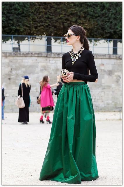 green-long-skirt